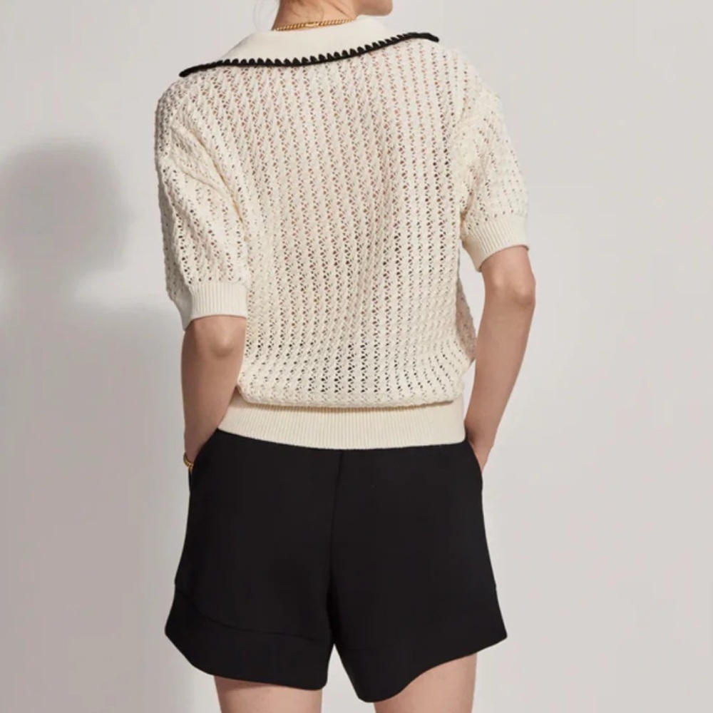Sezane- Shortsleeve Monte Knit Shortsleeve Polo Shirt View 2
